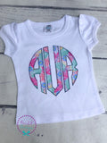 Floral Monogram Shirt: Personalized Girls Summer Tee