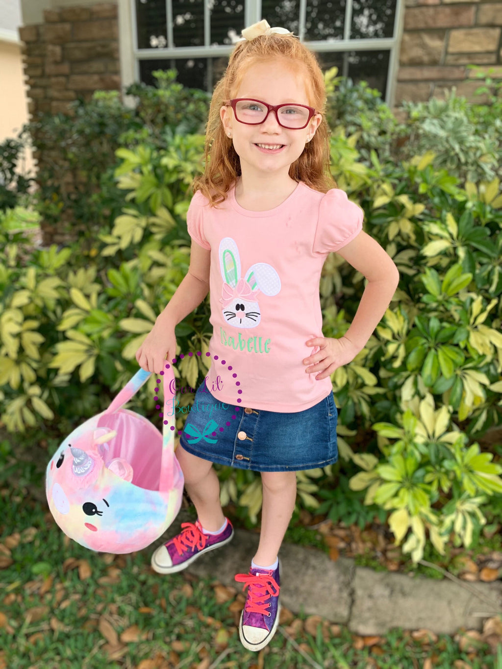 Personalized Easter Bunny Shirt: Appliqued Kids' Sibling Shirt