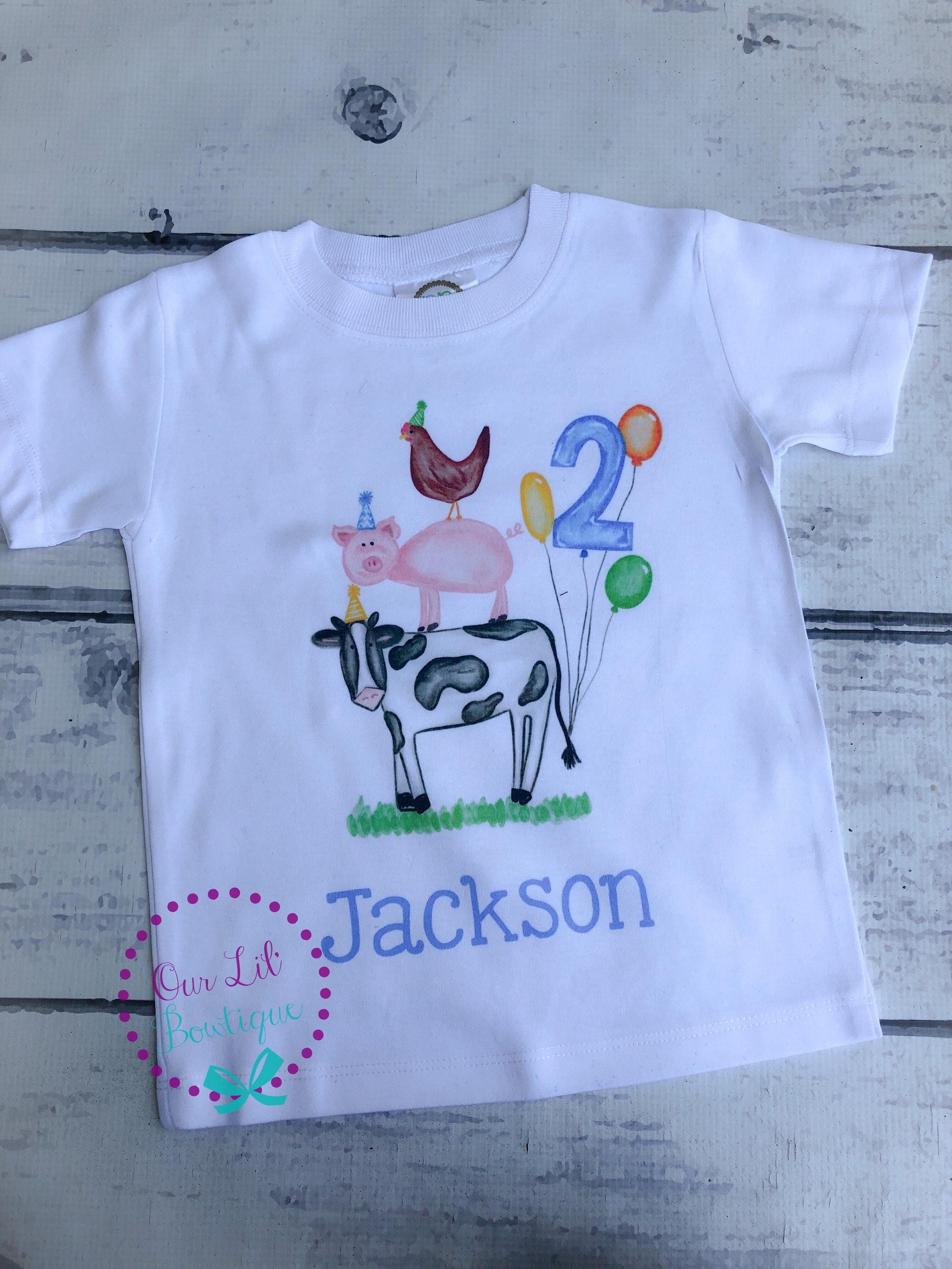 Farm Animal Birthday Shirt - Personalized Sublimation Tee - Farm Birthday