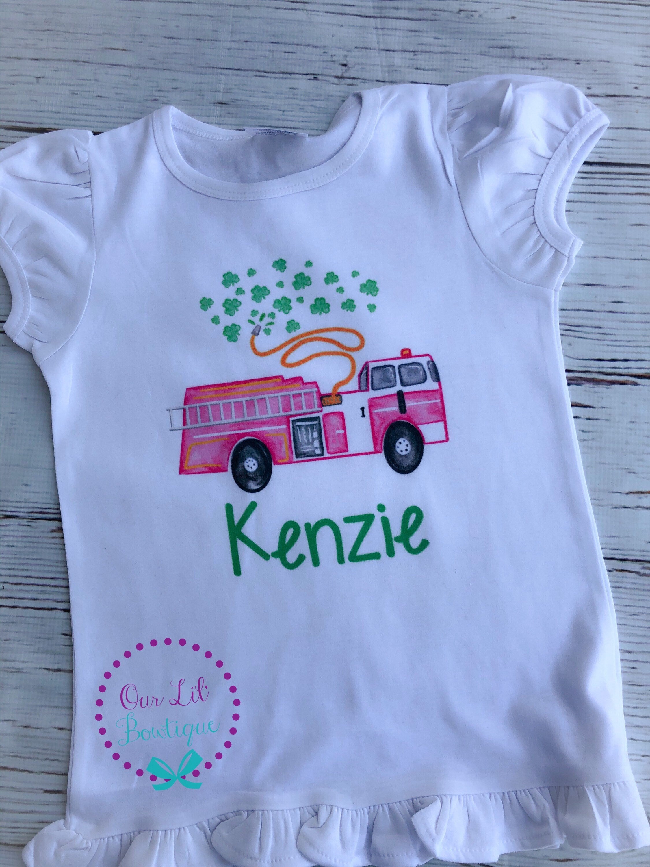 Valentine Firetruck Shirt: Personalized Boy's Raglan Tee