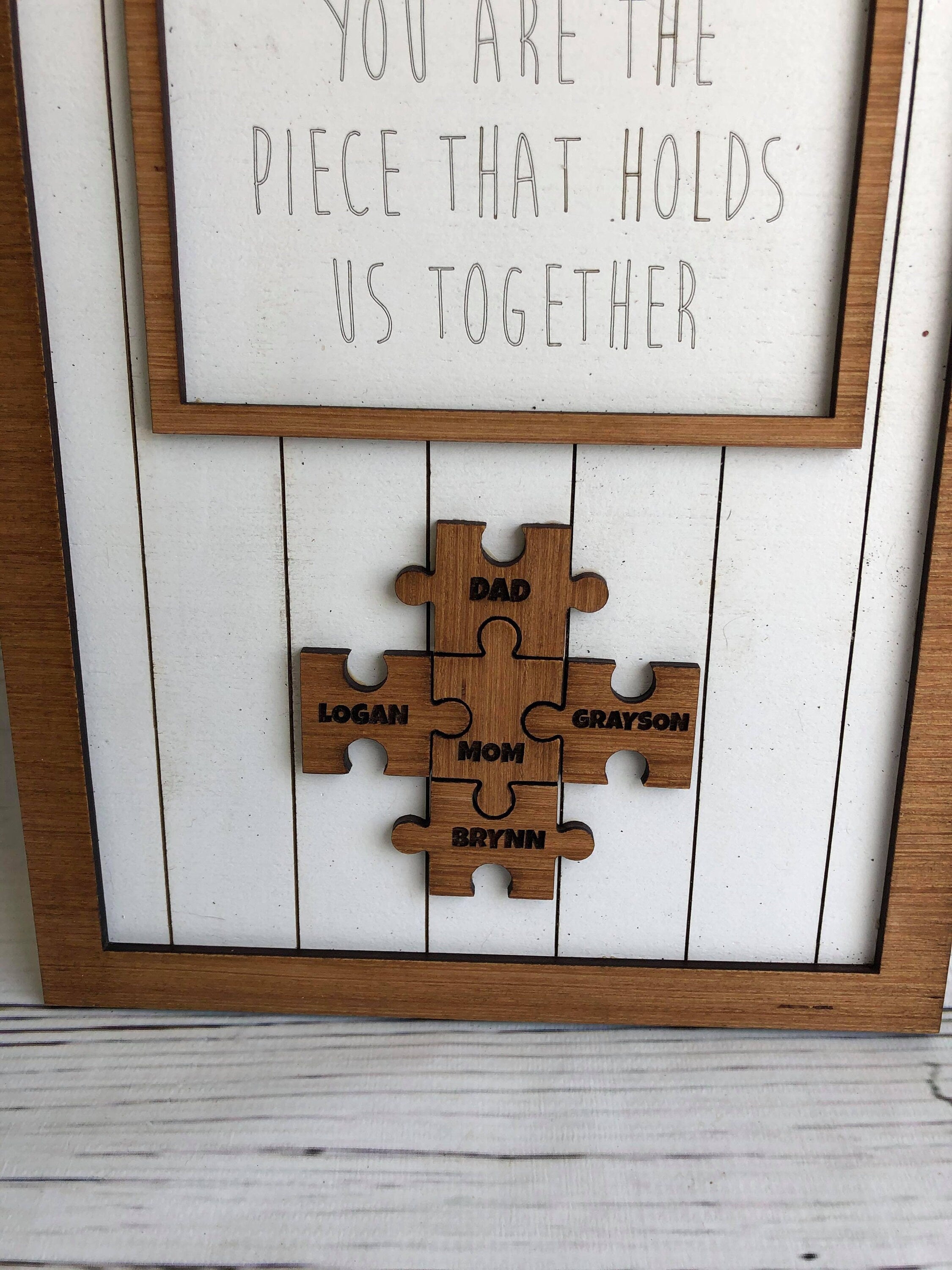 Mothers Day Puzzle Sign - Mothers Day Gift - Mom You Are The Piece That Holds Us Together - Gift - Laser Engraved - Puzzle Pieces Sign