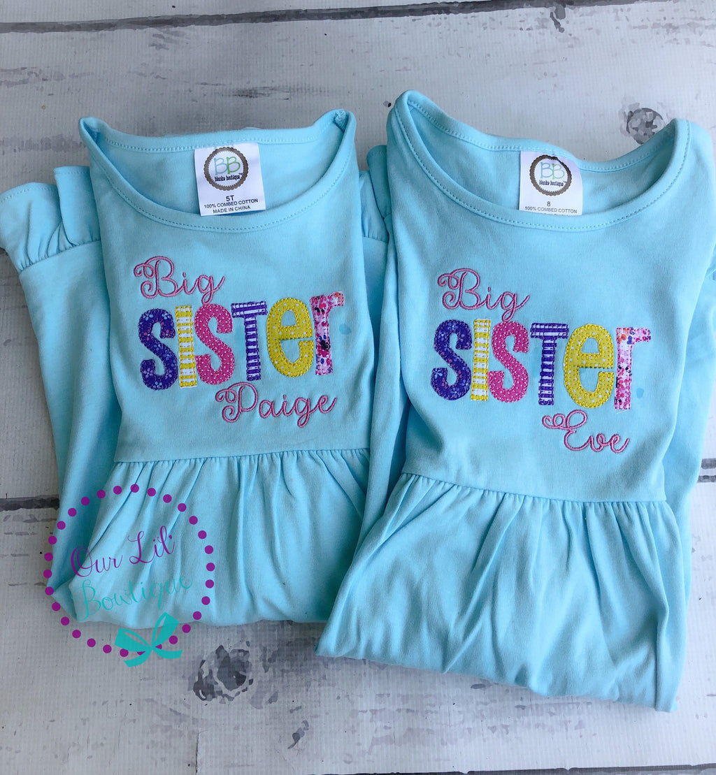 Big Sister Dress - Baby Announcement - Big Sister - Little Sister - Sibling Shirts - Pregnancy Announcement - Sister Shirt - Sister Dress
