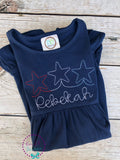 Personalized 4th of July Dress: Girls Patriotic Star Name Outfit