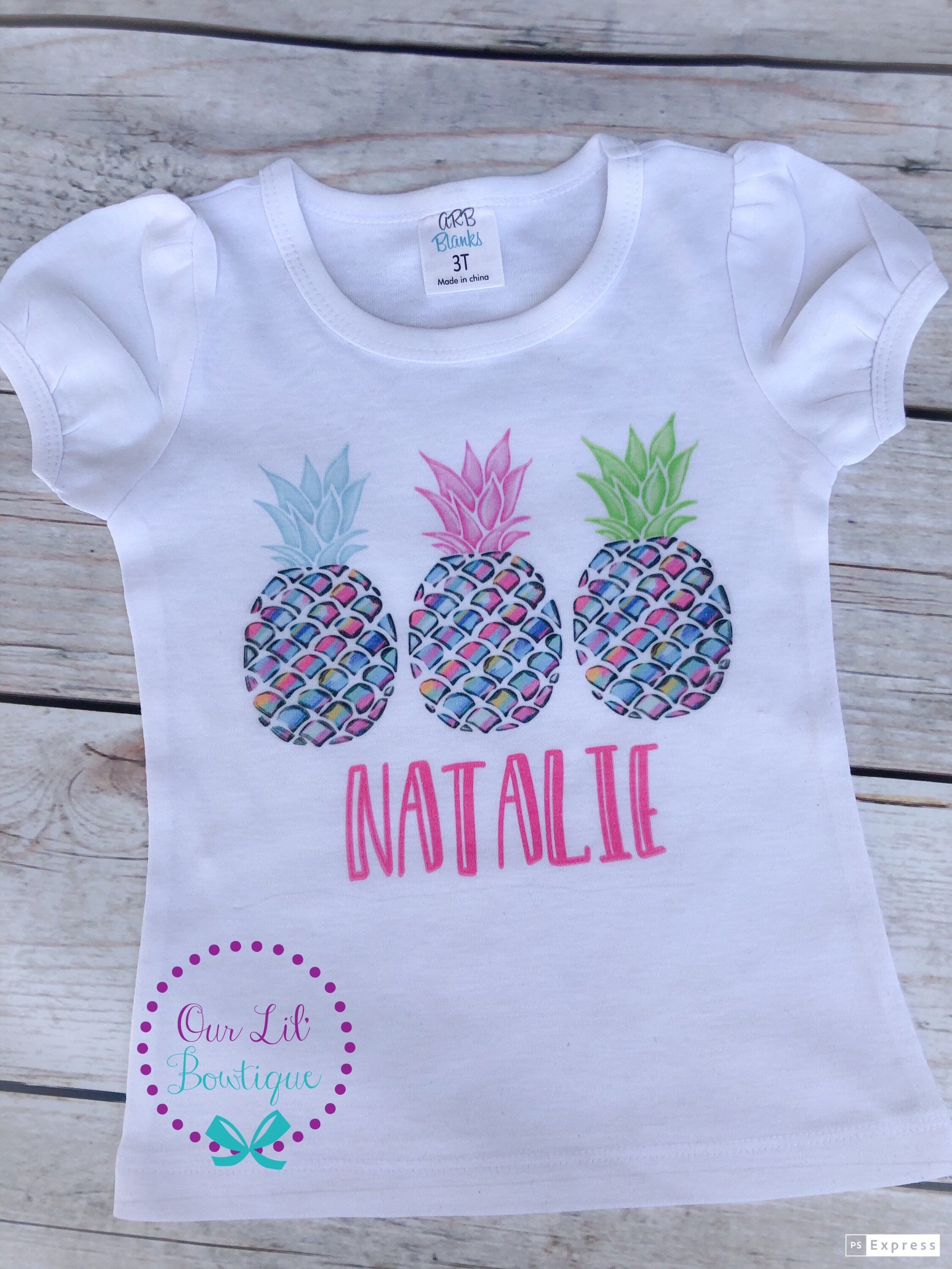 Girls Pineapple Shirt: Personalized Summer Trio Tee