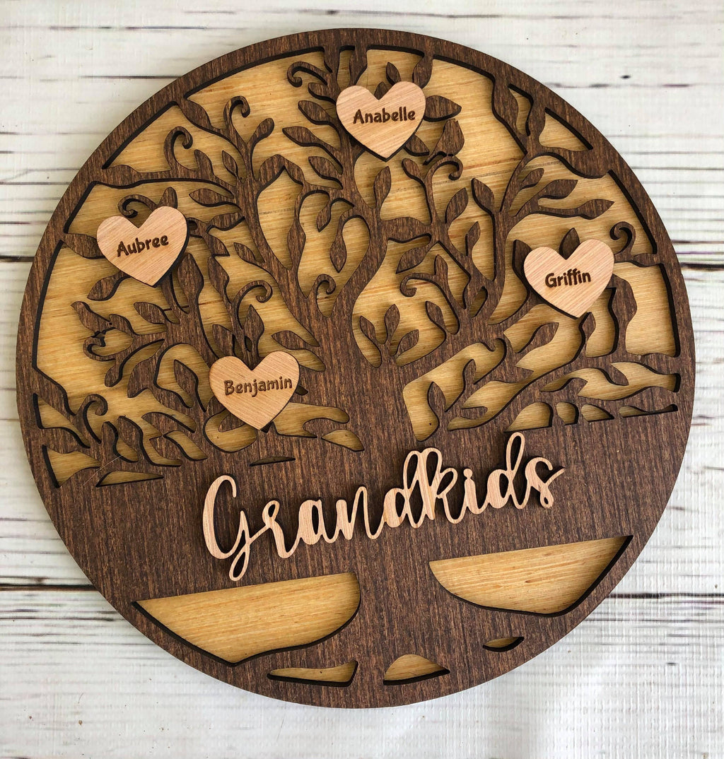 Mother's Day Personalized Family Tree - Mothers Day Family Sign -Mothers Day Gift - Family Tree Gift - Grandparent Gift - Engraved