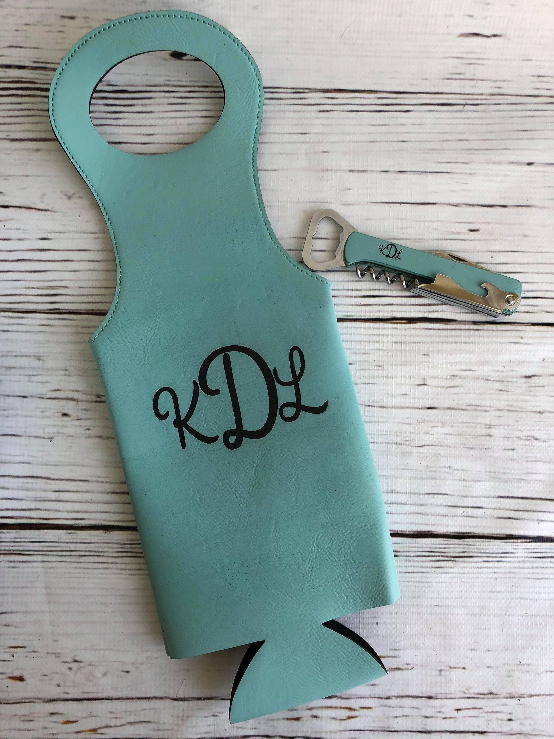 Monogrammed Wine Tote - Custom Wine Tote - Custom Engraved Leather Wine Bag - Wine Tote Bag - Personalized Wine Bag - Wine Carrier
