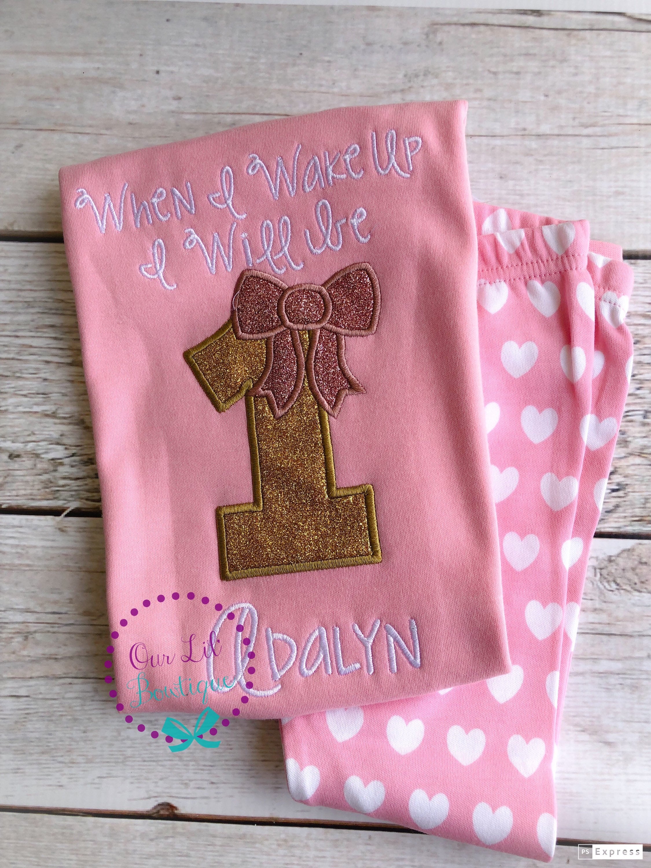 Personalized First Birthday Outfit - Birthday Pajamas - When I Wake Up Pajamas