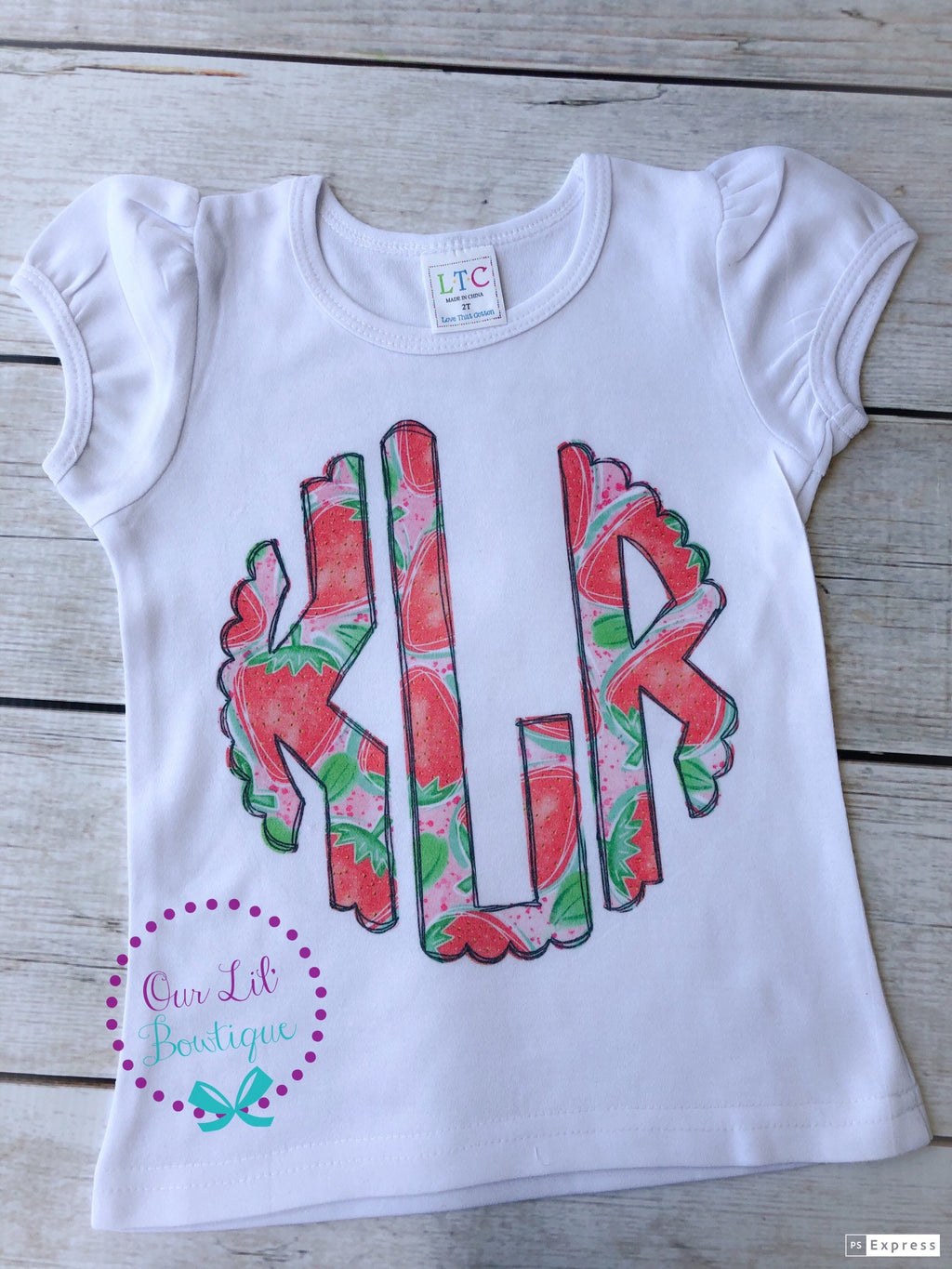 Strawberry Monogram Shirt: Personalized Summer Kids Tee