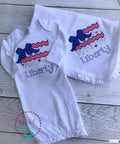 Fourth of July Gown- Baby Gown- Flag Shirt - 4th of July Baby Gift - Personalized Shirt - Personalized Gown - Baby Gown - Baby Blanket