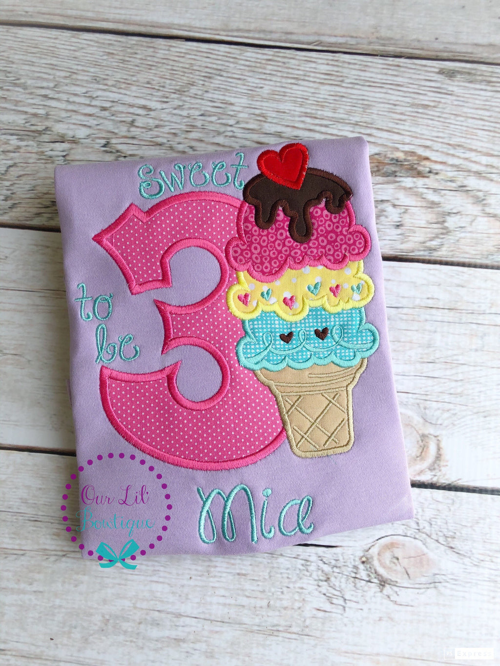 Ice Cream Birthday Shirt - Ice Cream Birthday - It's Sweet To Be Three - Birthday Shirt- Personalized Birthday - Personalized - Birthday