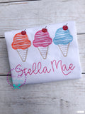 Ice Cream Birthday Shirt: Personalized Sketch Trio, Summer Party