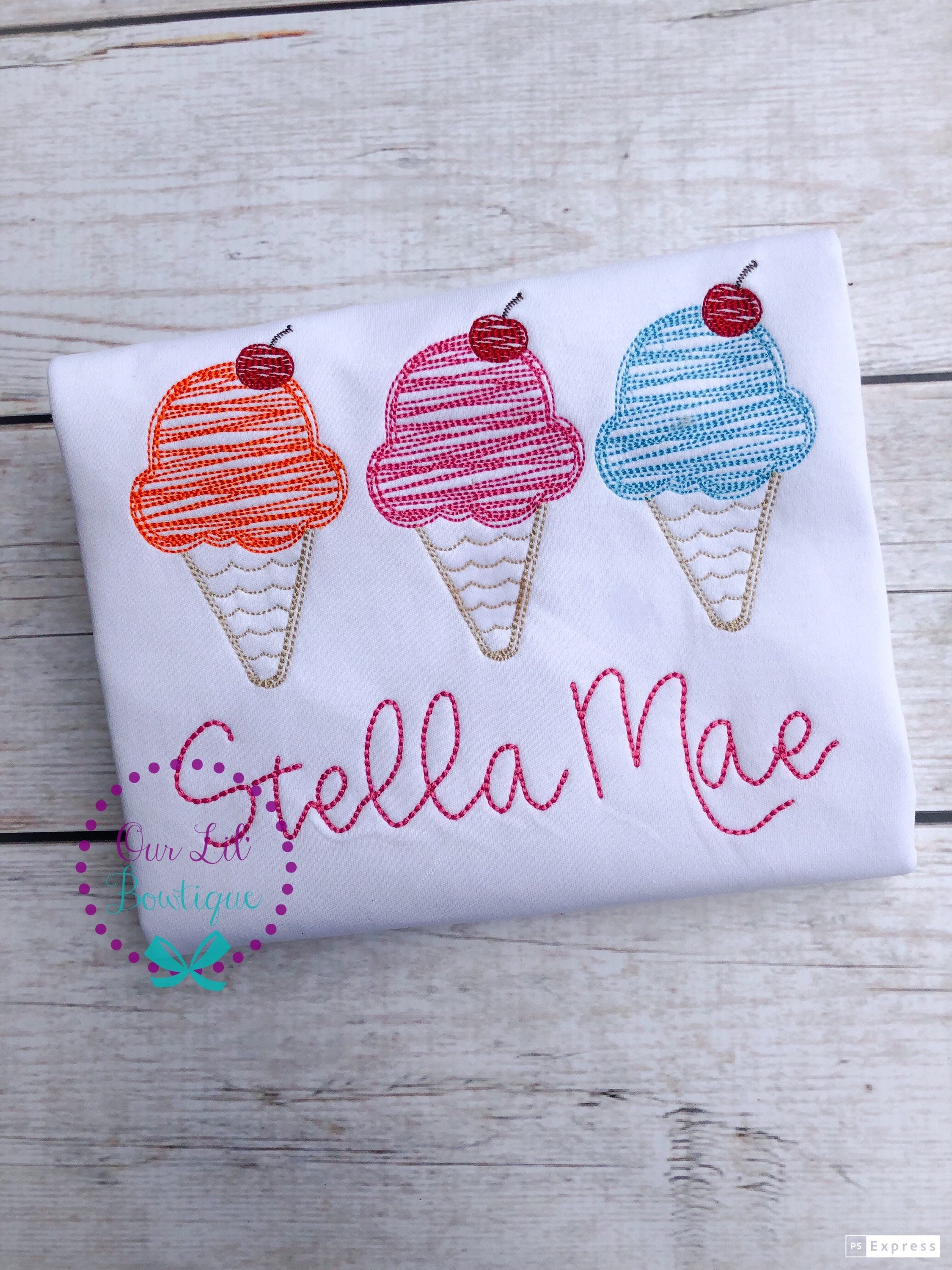 Ice Cream Birthday Shirt: Personalized Sketch Trio, Summer Party