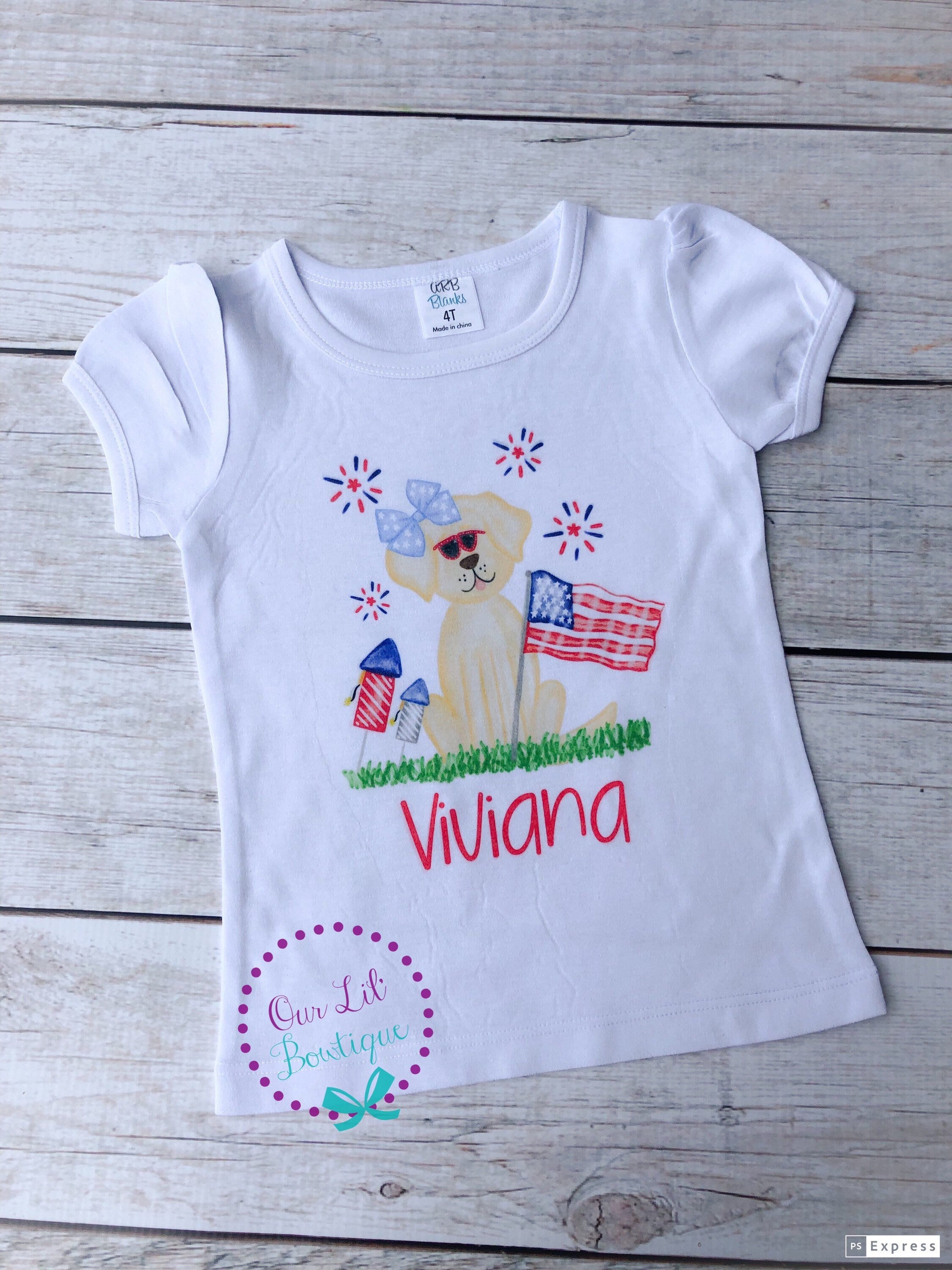 Personalized Patriotic Dog Shirt: 4th of July Kids Tee