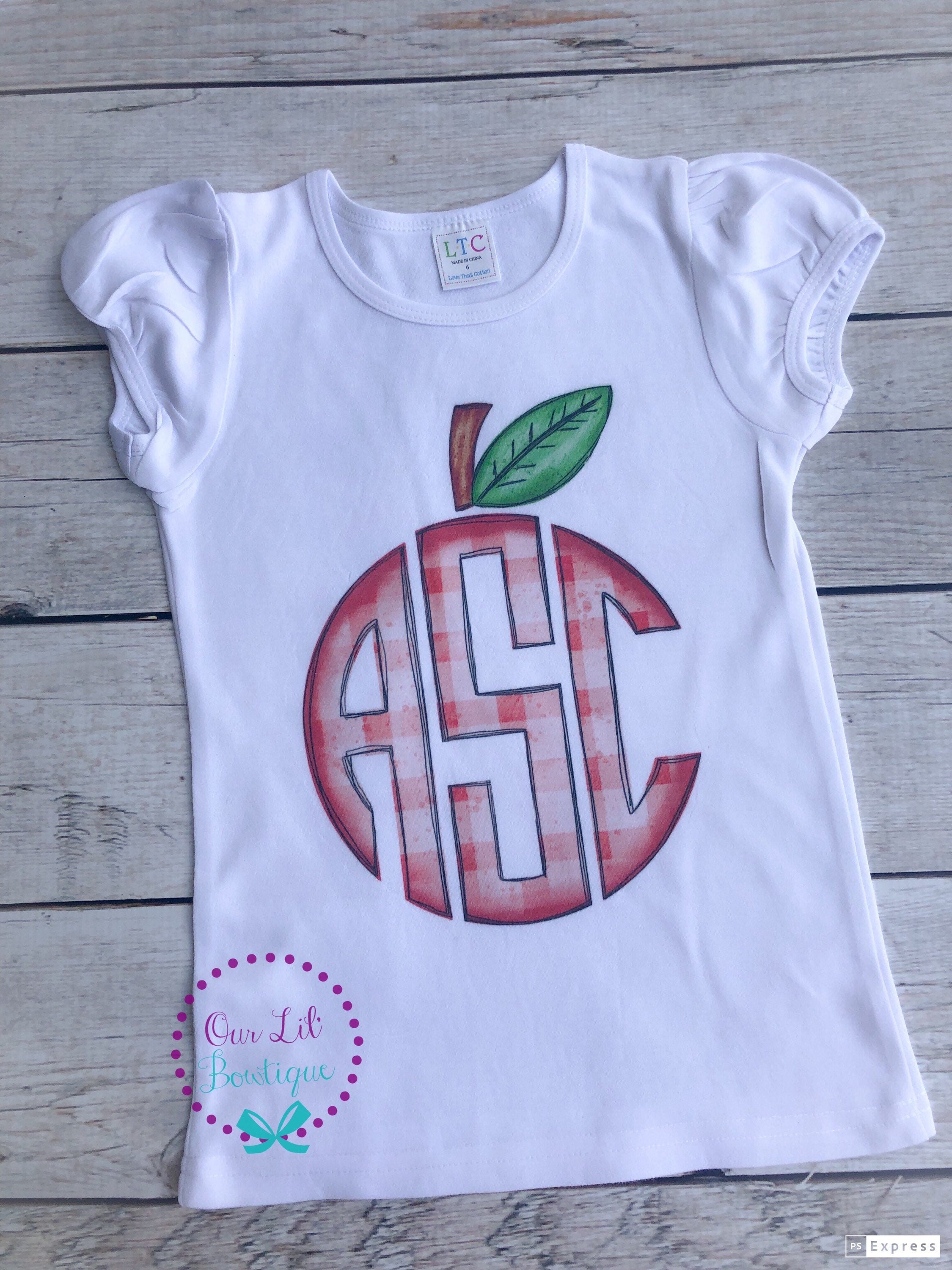 Apple Monogram Shirt: Personalized Back to School Kids Shirt