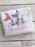 Embroidered Mermaid Trio Shirt: Personalized Birthday Outfit