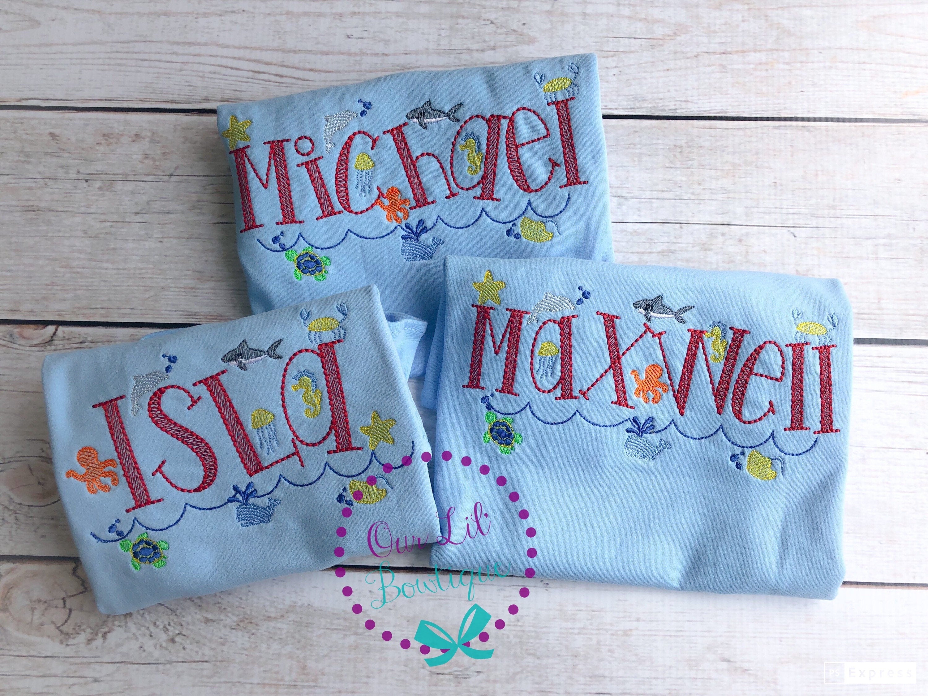Personalized Under the Sea Birthday Shirt - Embroidered Sea Creatures - Name Shirt - Under the Sea