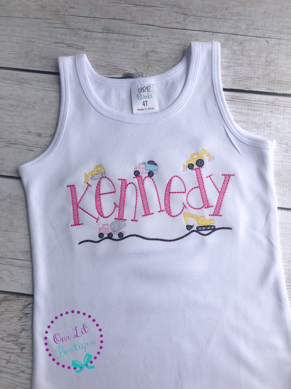 Personalized Construction Truck Birthday Shirt: Embroidered Name Shirt