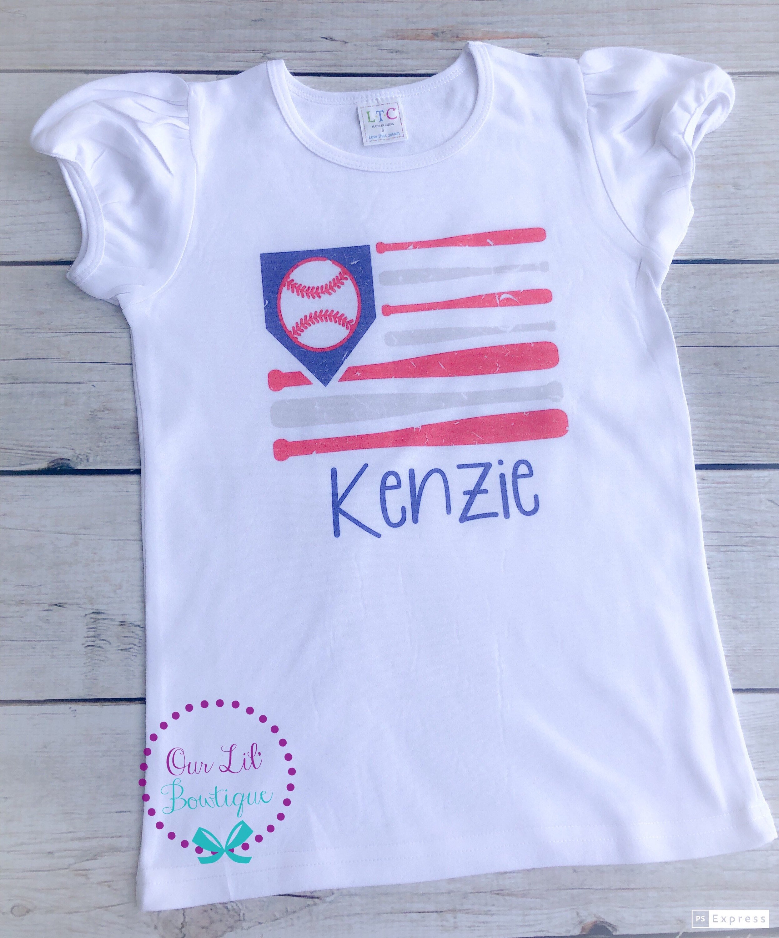 Baseball Bat Flag Shirt - Patriotic 4th of July - Kids