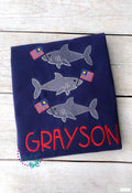 Patriotic Shark Shirt: 4th of July, Personalized Kids Tee