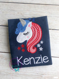 Personalized Patriotic Unicorn Shirt: 4th of July Girls Tee