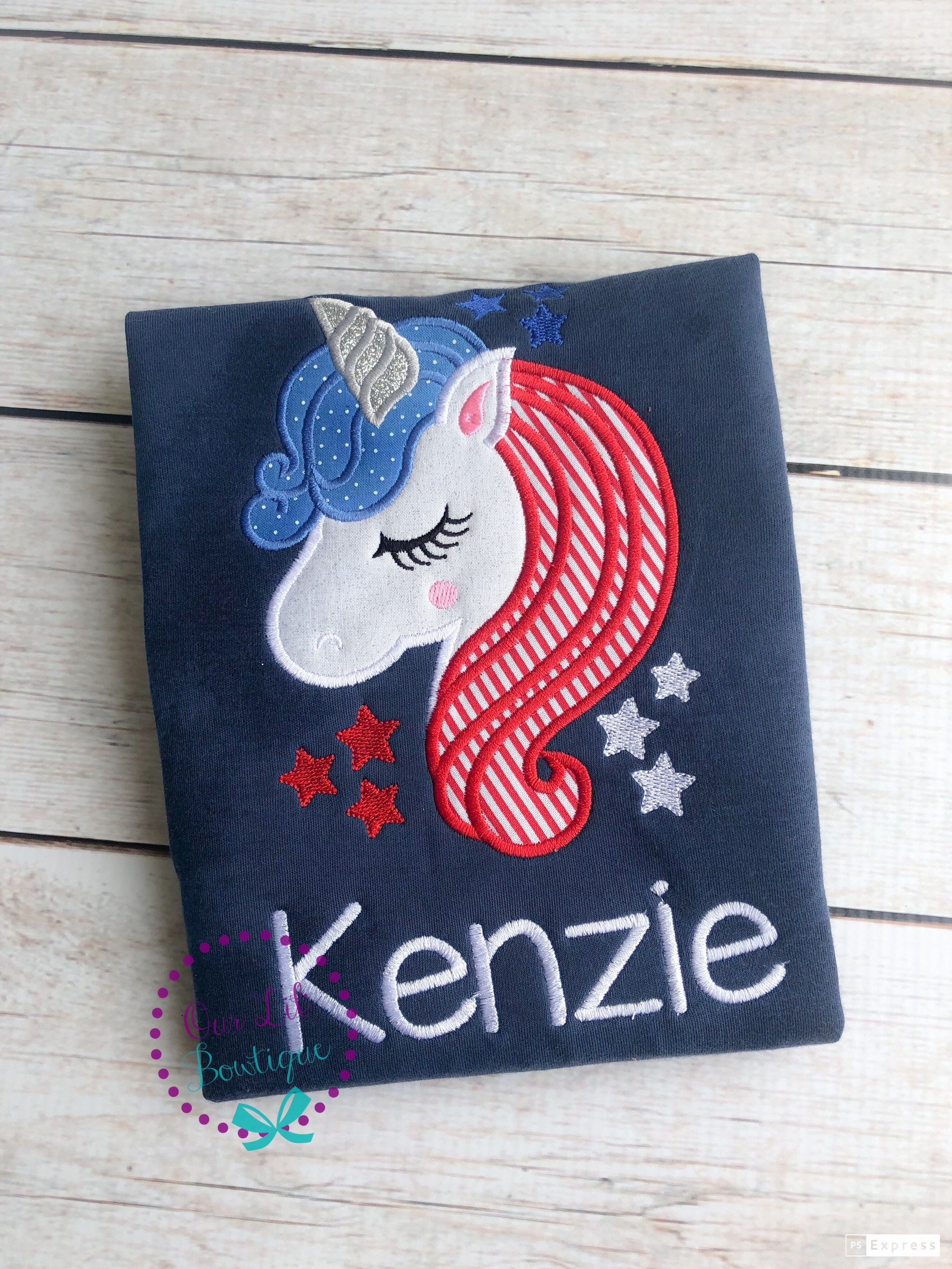 Personalized Patriotic Unicorn Shirt: 4th of July Girls Tee