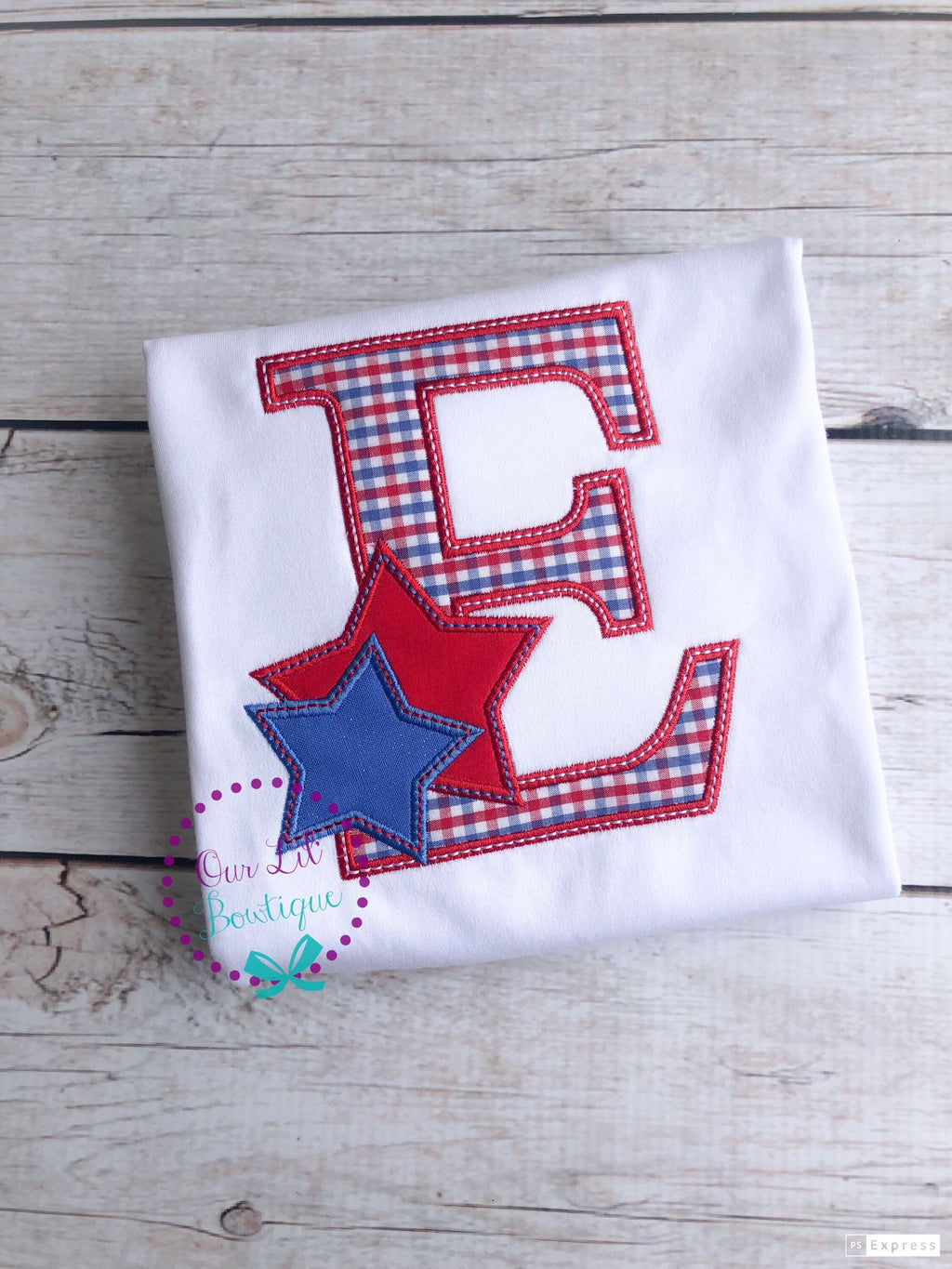 Personalized 4th of July Applique Shirt - Patriotic Initial