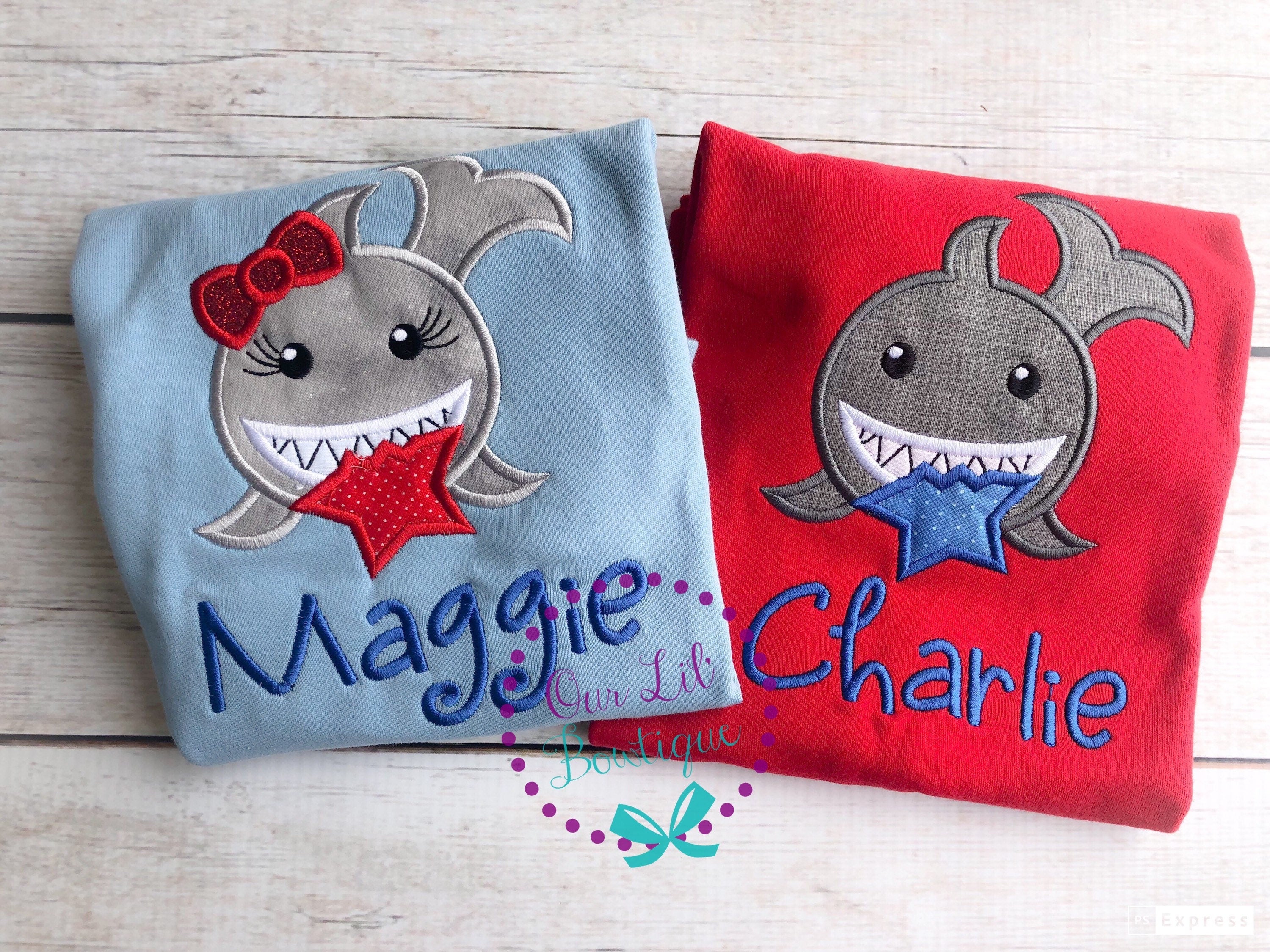 4th of July Shark Shirt: Patriotic Appliqué, Personalized