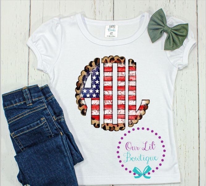 Flag Monogram Shirt: Personalized Kids Patriotic Shirt
