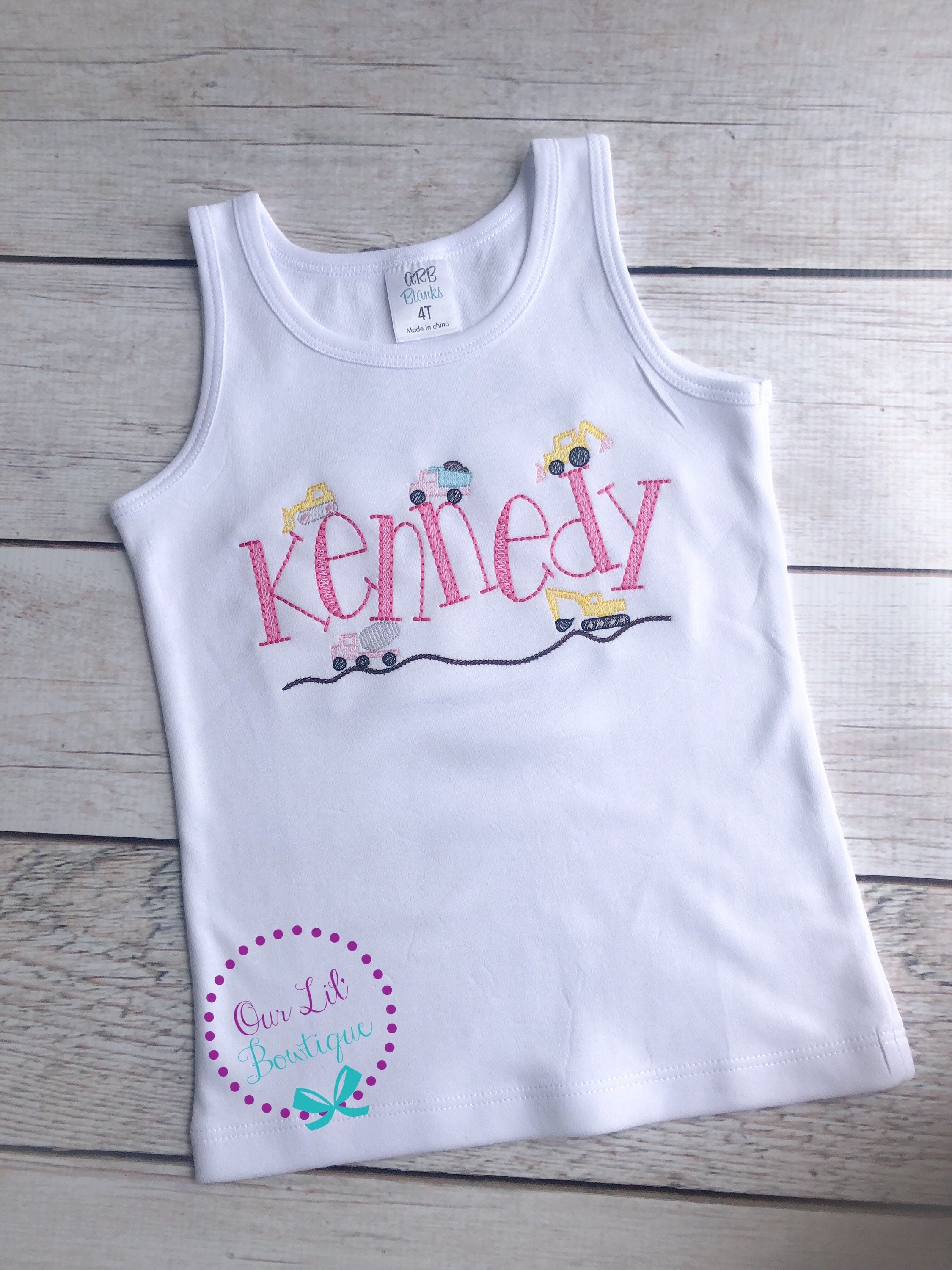 Personalized Construction Truck Birthday Shirt: Embroidered Name Shirt