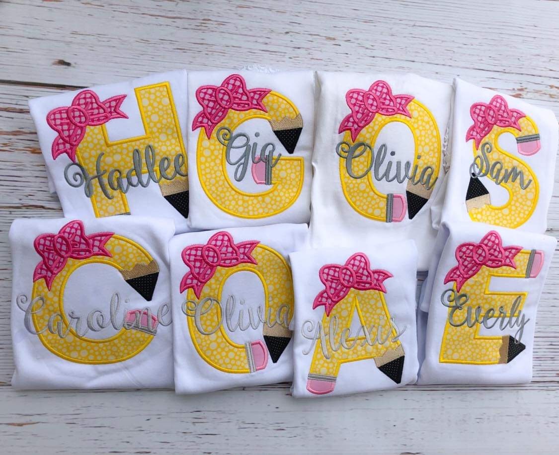 Pencil Shirt - Pencil Back to School Shirt - School Shirt - Preschool Shirt -Monogram Shirt - School Supplies - Kindergarten Shirt - Girl