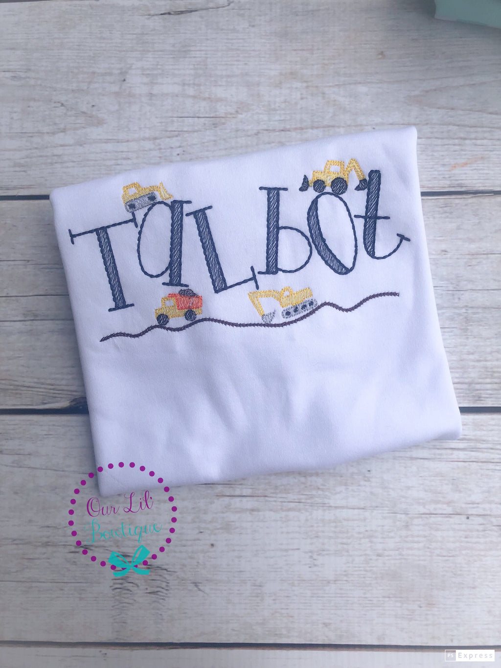 Personalized Construction Truck Birthday Shirt: Embroidered Name Shirt