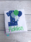 Personalized Boys Birthday Shirt: Balloon Applique, Custom Age