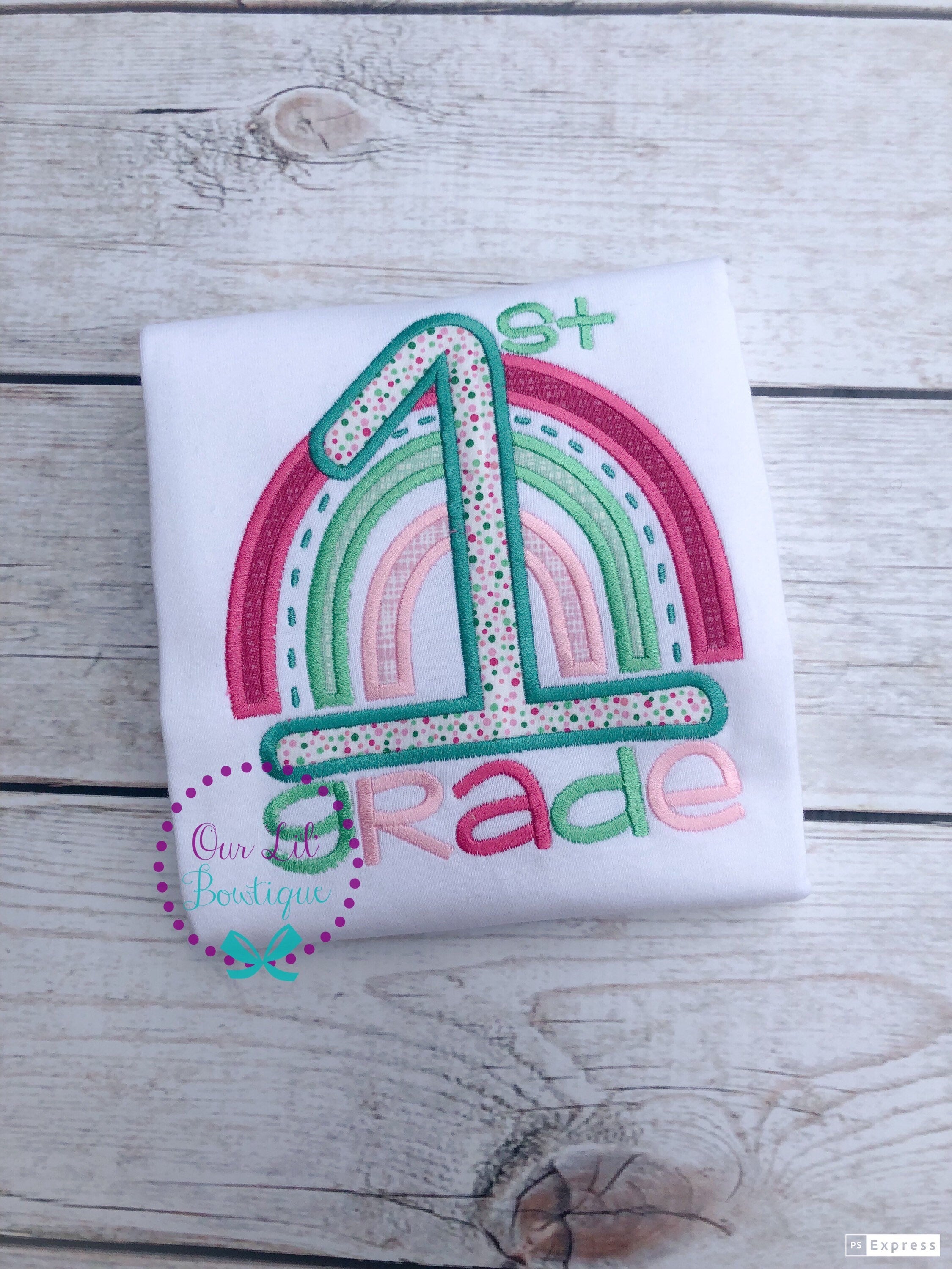 Personalized 1st Grade Shirt: Rainbow Back to School Tee
