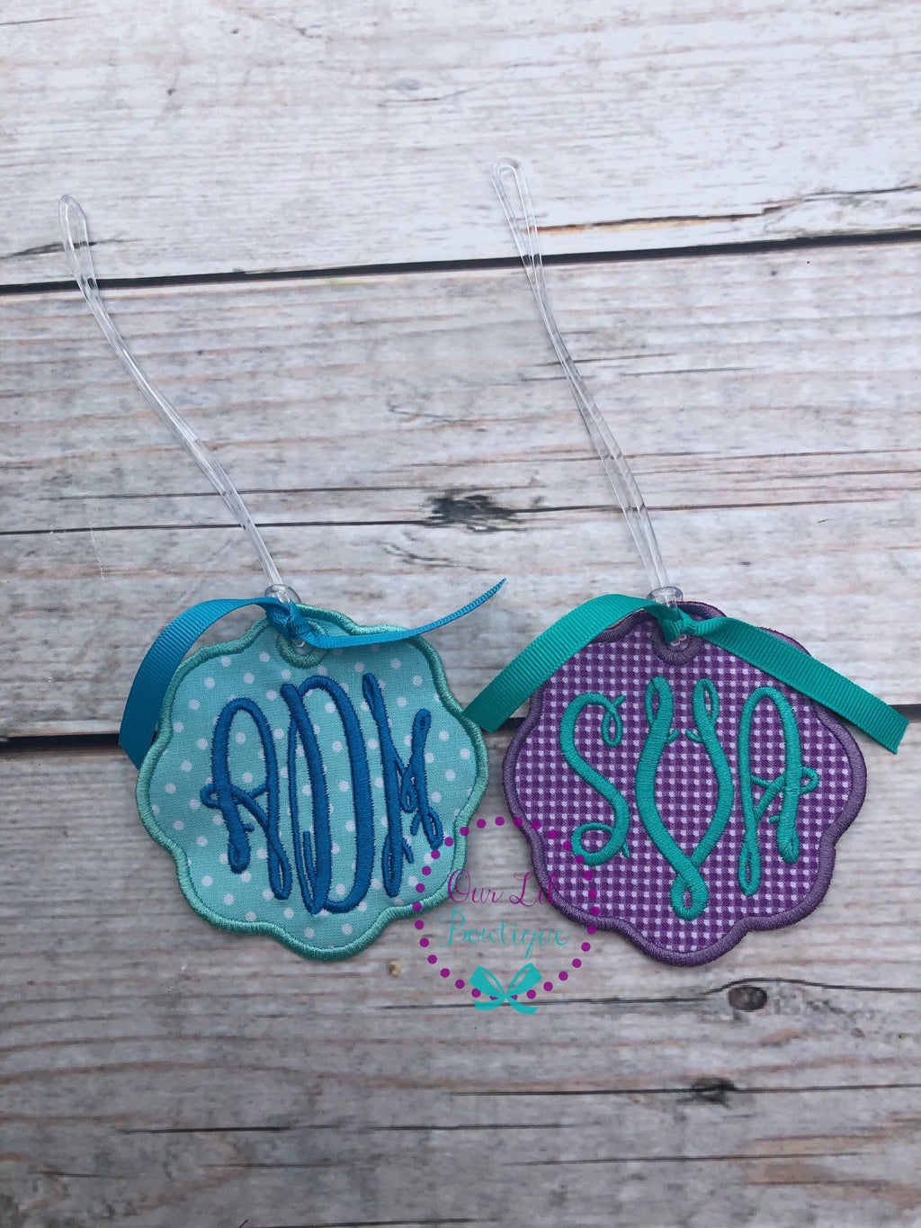 Embroidered Monogram Bag Tag: Personalized Backpack, Lunchbox, Luggage