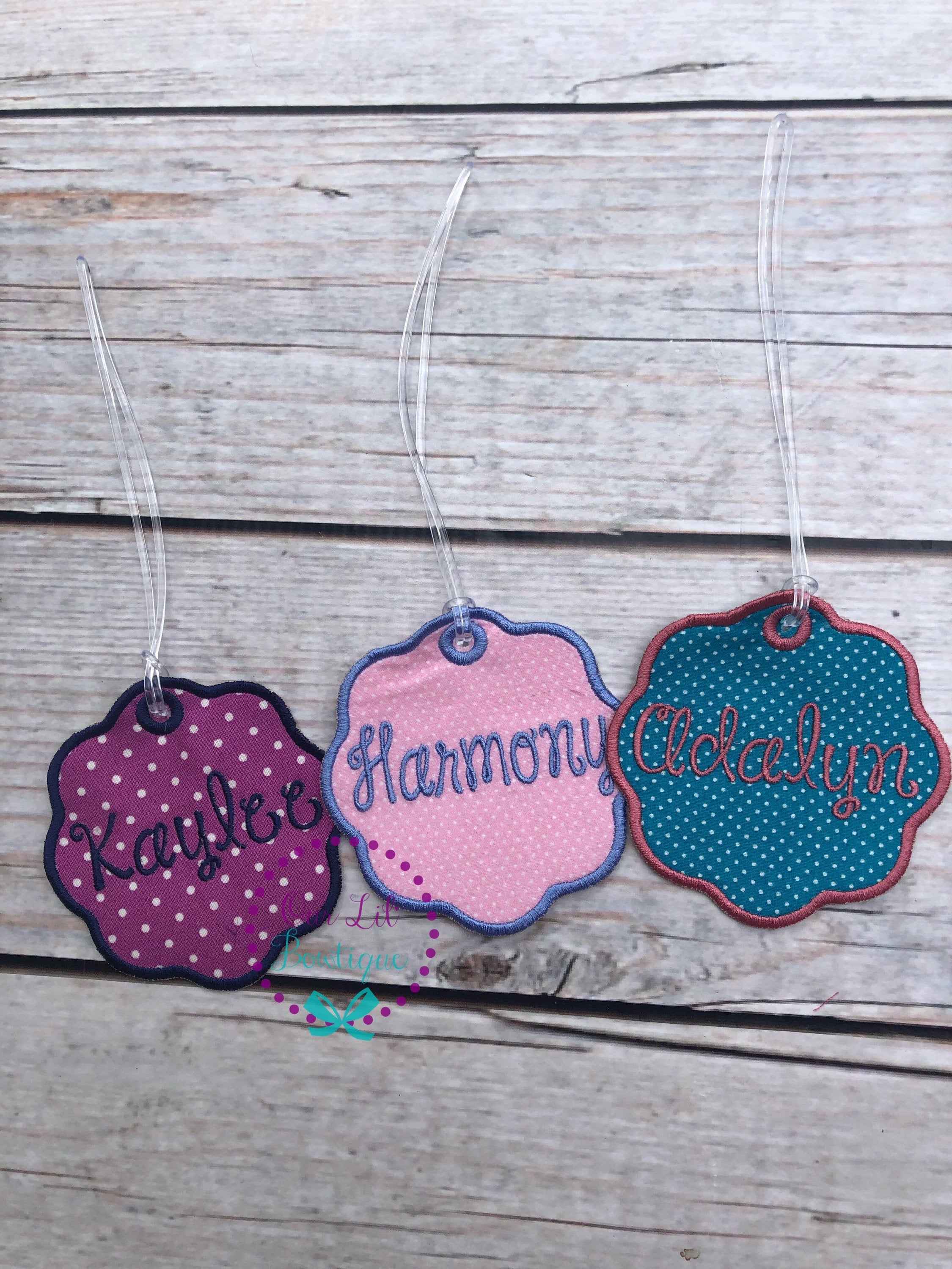 Embroidered Monogram Bag Tag: Personalized Backpack, Lunchbox, Luggage