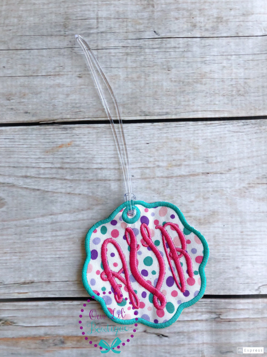Embroidered Monogram Bag Tag: Personalized Backpack, Lunchbox, Luggage