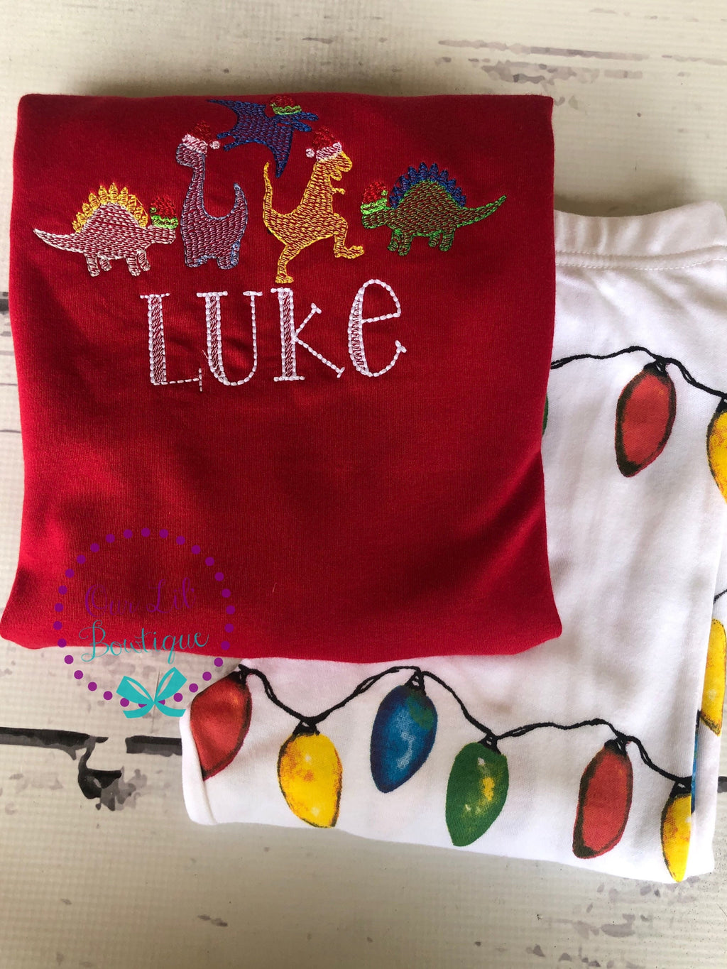 PRE-ORDER Personalized Dinosaur Christmas Pajamas: Matching Family PJs