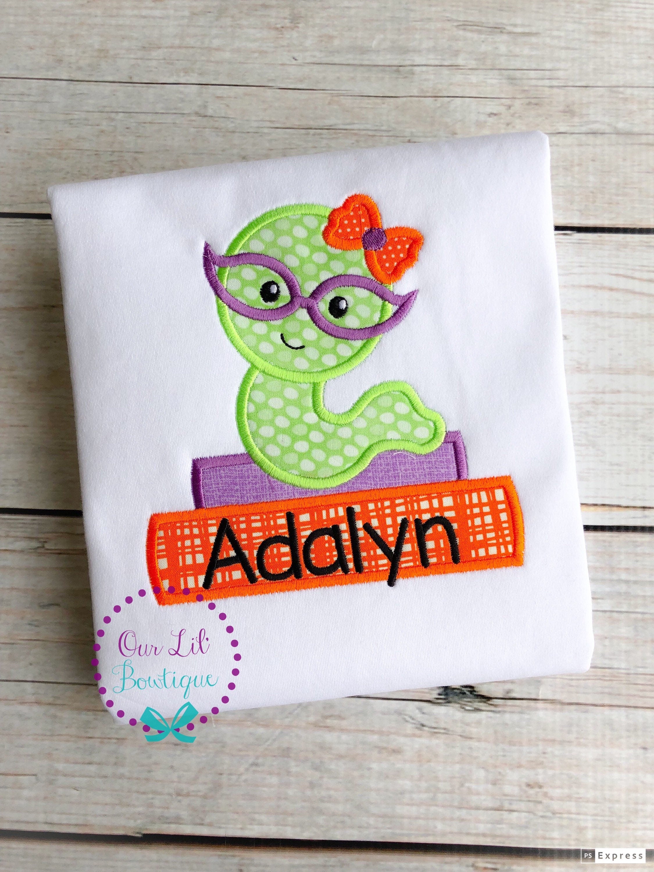 Personalized Bookworm Appliqué Shirt - Back to School