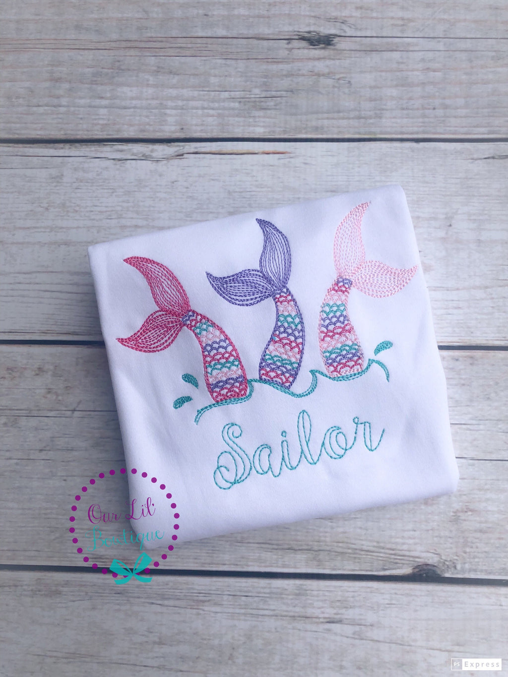 Embroidered Mermaid Trio Shirt: Personalized Birthday Outfit