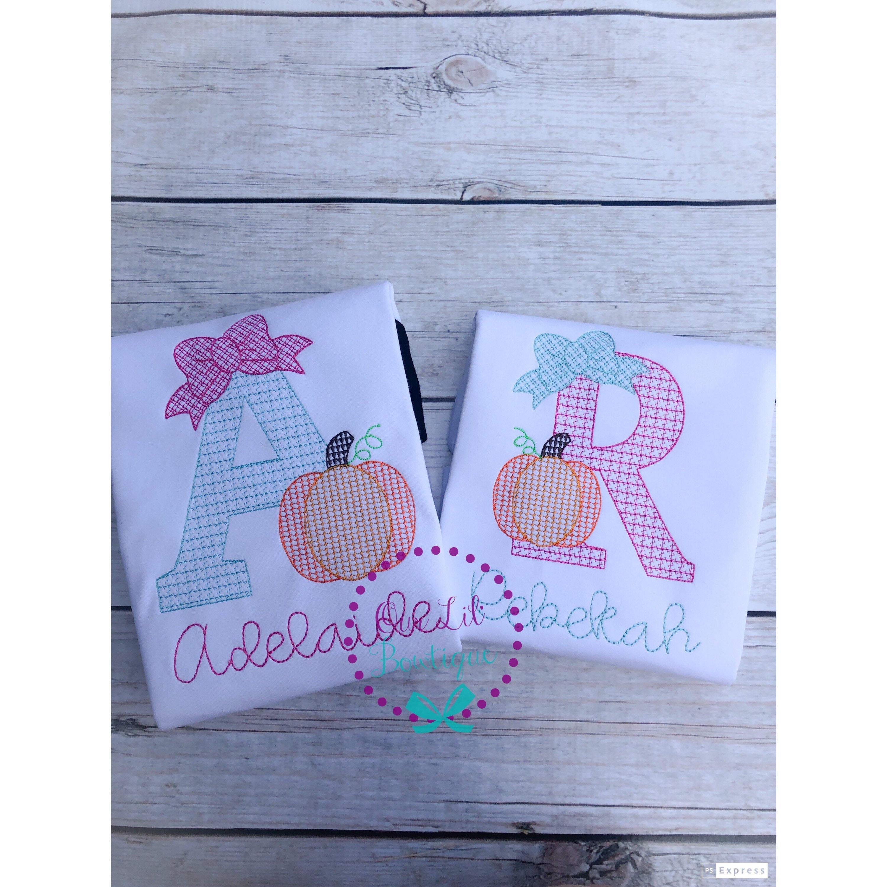 Personalized Pumpkin Initial Shirt - Girls Fall Birthday Outfit