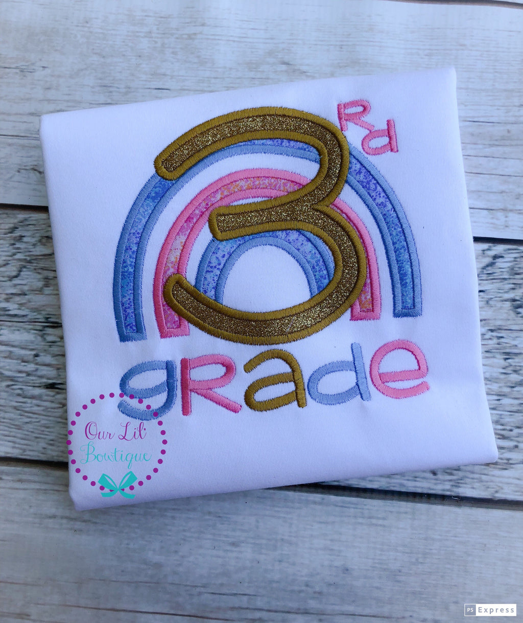Personalized 1st Grade Shirt: Rainbow Back to School Tee