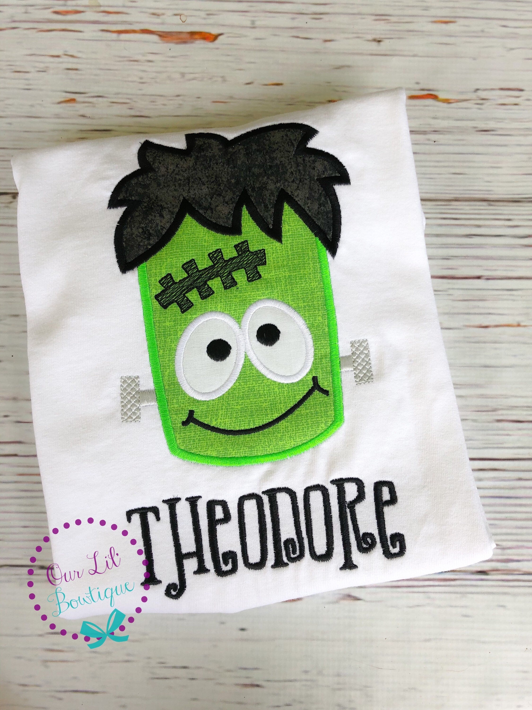 Frankenstein Applique Halloween Shirt - Personalized Monster Tee