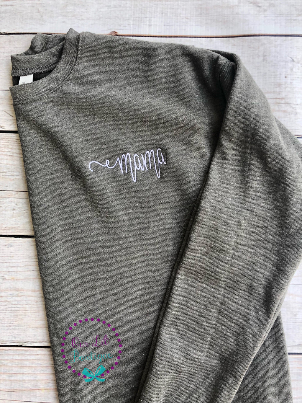 Mama Embroidered Sweatshirt: Bella Canvas Fleece Crewneck