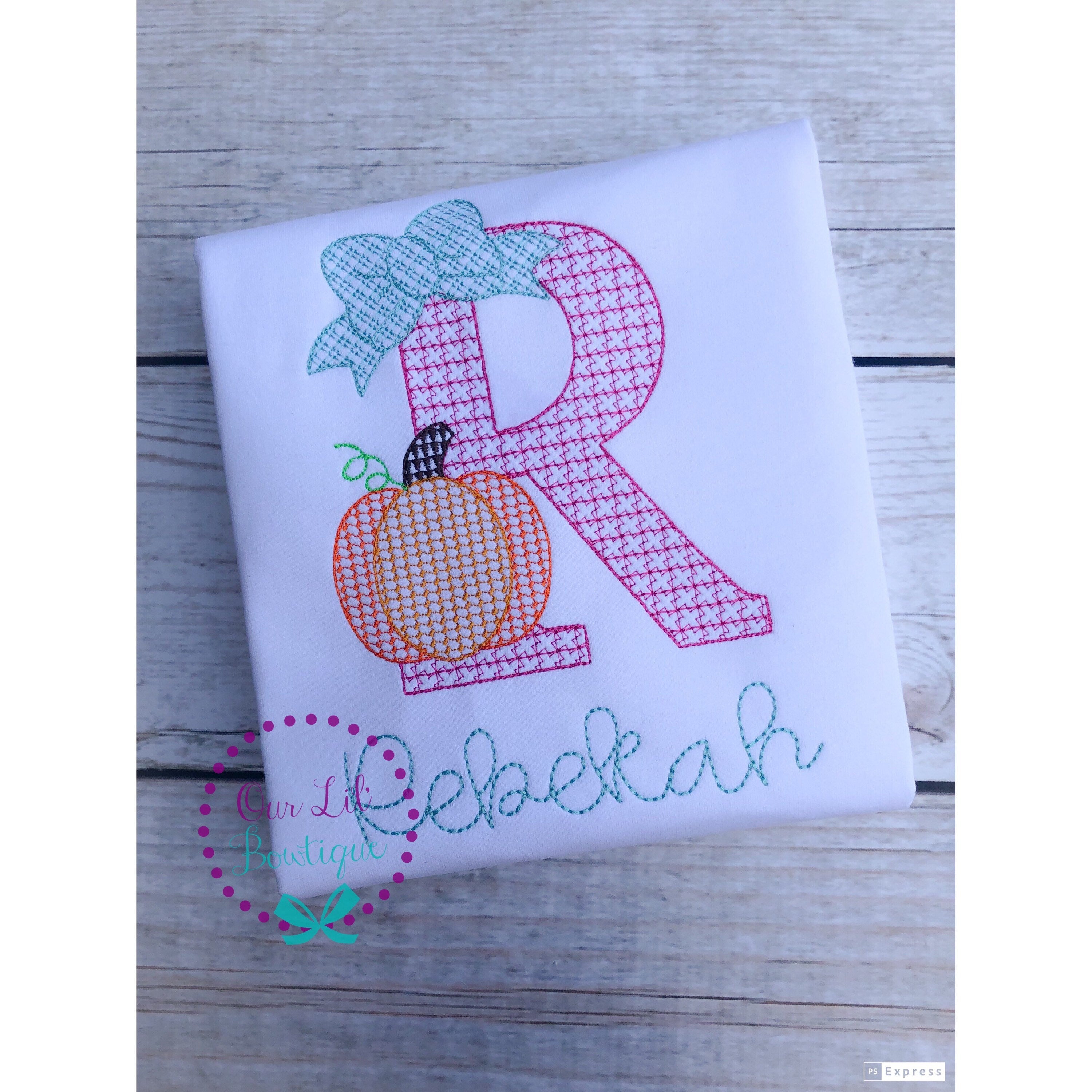 Personalized Pumpkin Initial Shirt - Girls Fall Birthday Outfit