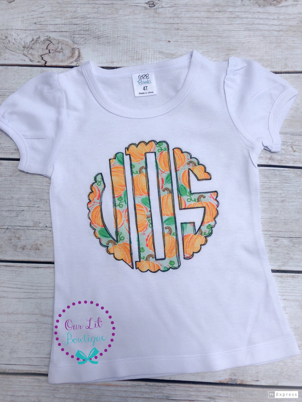Girls Pumpkin Monogram Shirt: Personalized Fall Tee