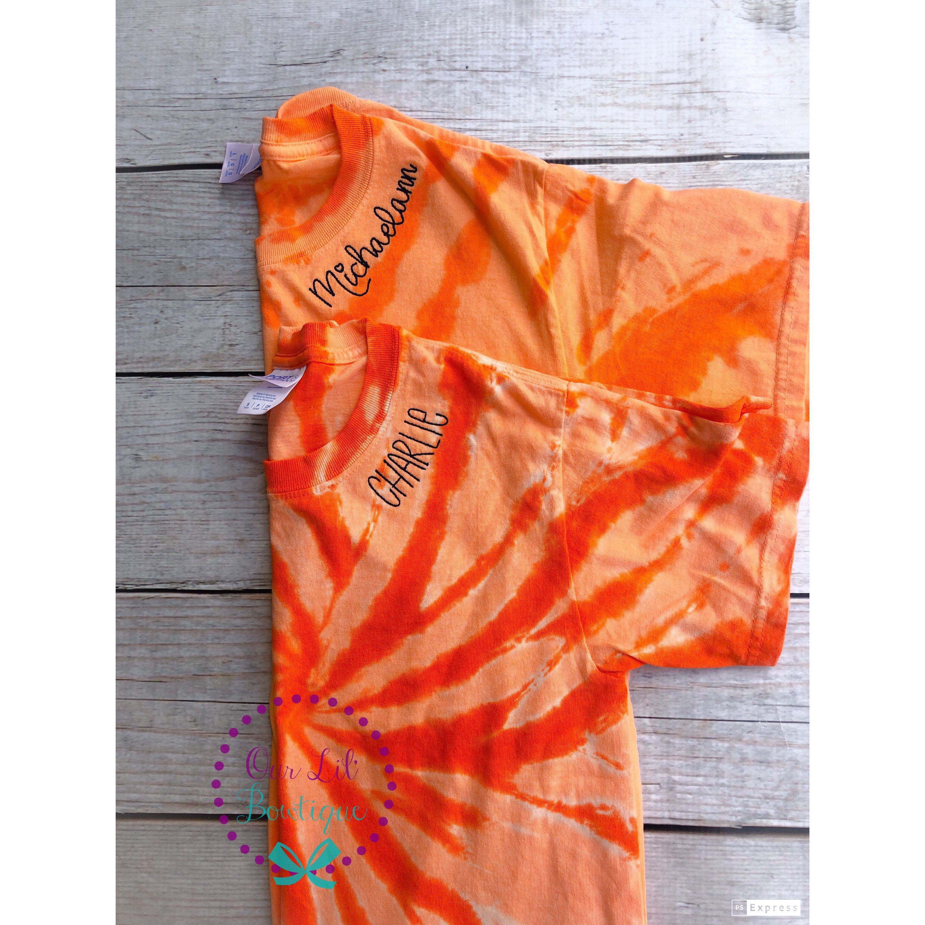 Personalized Tie Dye T-Shirt - Monogrammed Name on Collar - Tie Day Shirt