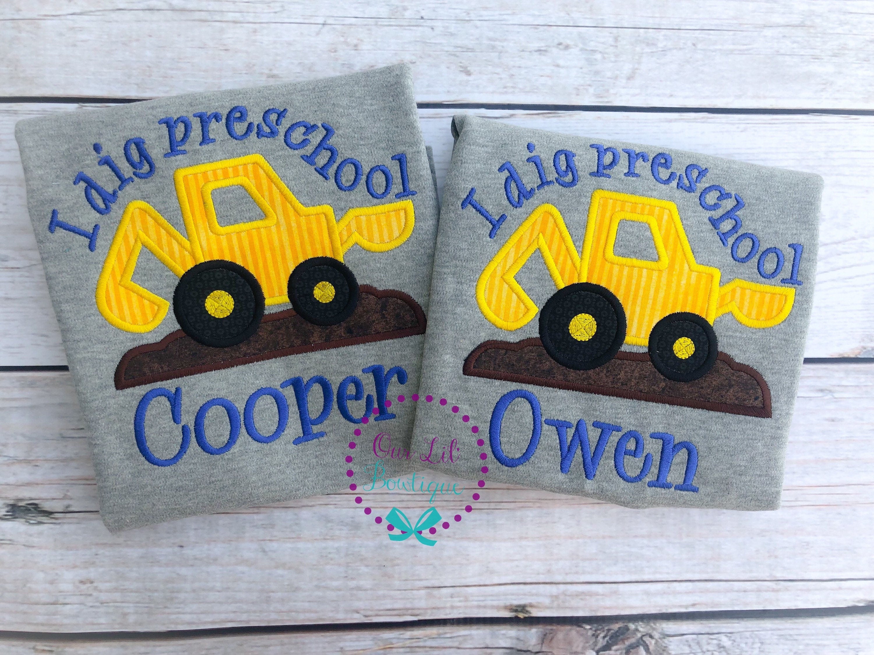 Back to School Shirt: Embroidered Truck Appliqué, Personalized Preschool Tee