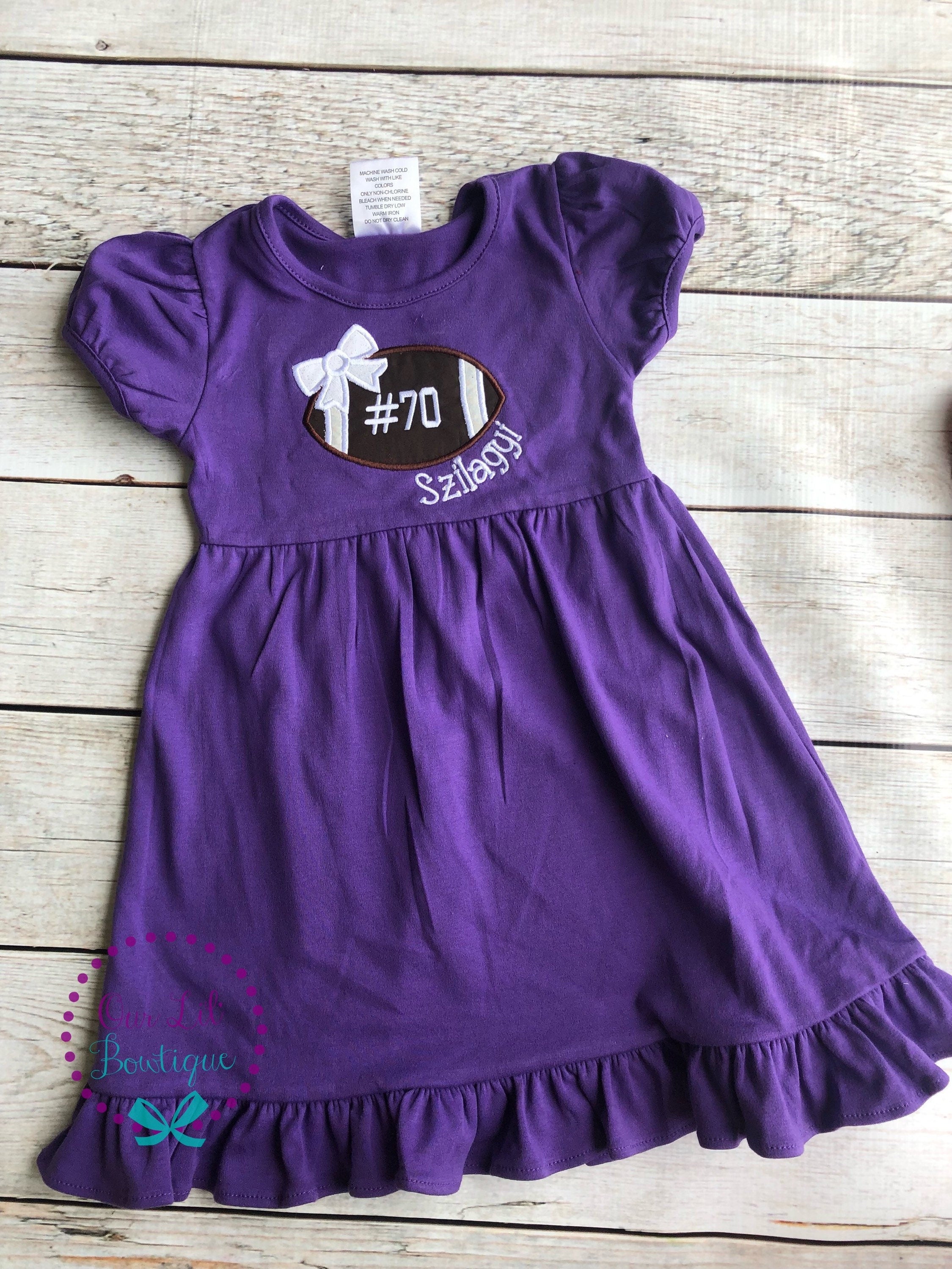 Football Dress - Girls Football Dress - Team Spirit Dress - Football Outfit - Football Bow - Cheerleading Outfit - Football Birthday Dress