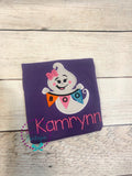 Girls Ghost Applique Halloween Shirt - Personalized