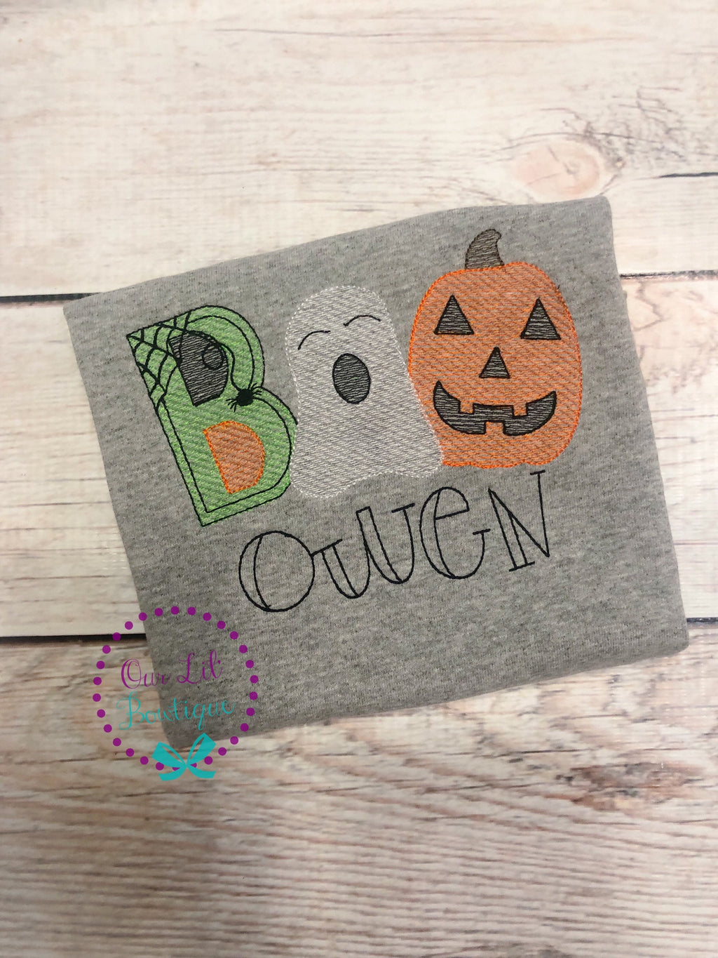Embroidered Halloween Shirt: Ghost, Pumpkin, Personalized Boo Design
